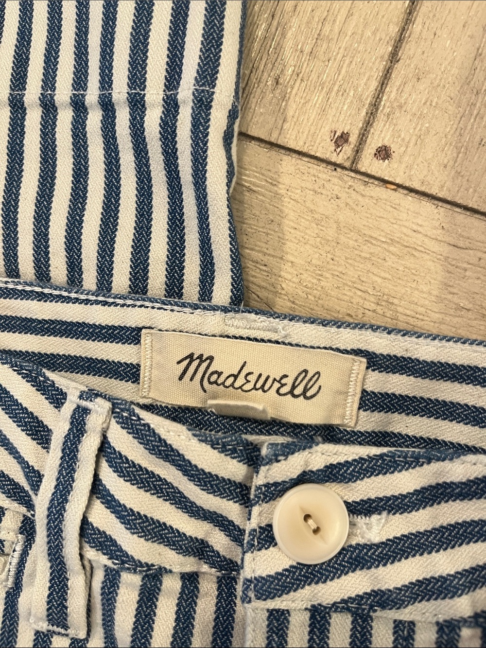 Madewell Blue and White Striped Wide-Leg Jeans - Picture 2 of 8